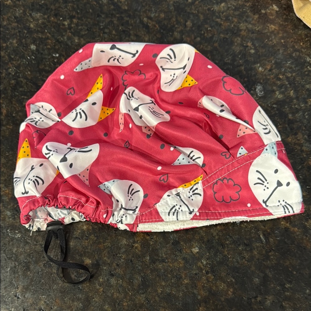 Pink Cat Print Scrub Cap - Unbranded